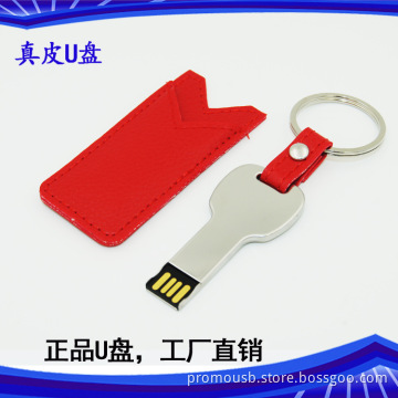 OEM available gold key usb memory with leather